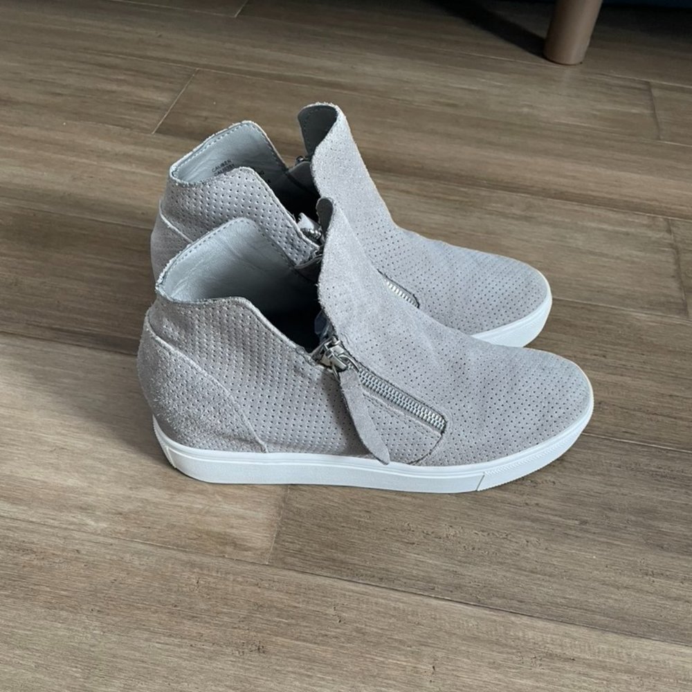 SM Suede Leather Wedge Sneakers  8M EUC